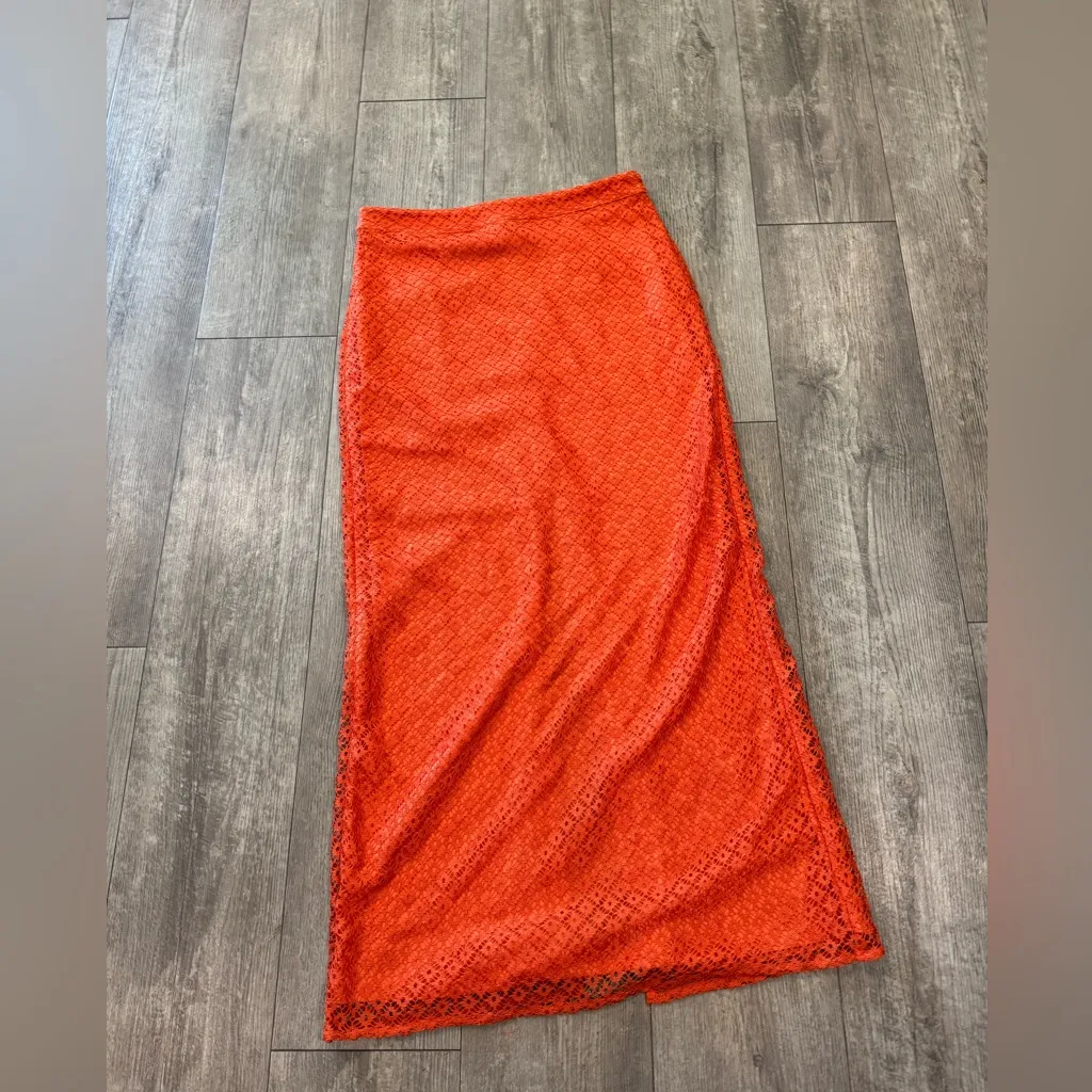 ASOS Vibrant Orange Maxi Skirt Size M - Image 10