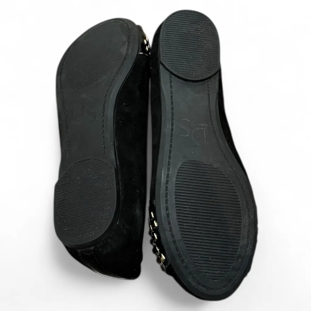 DS LUXE LABEL Black Gold Studded Flats Size 7 Ballet Flats Edgy Quirky Leather - Image 7