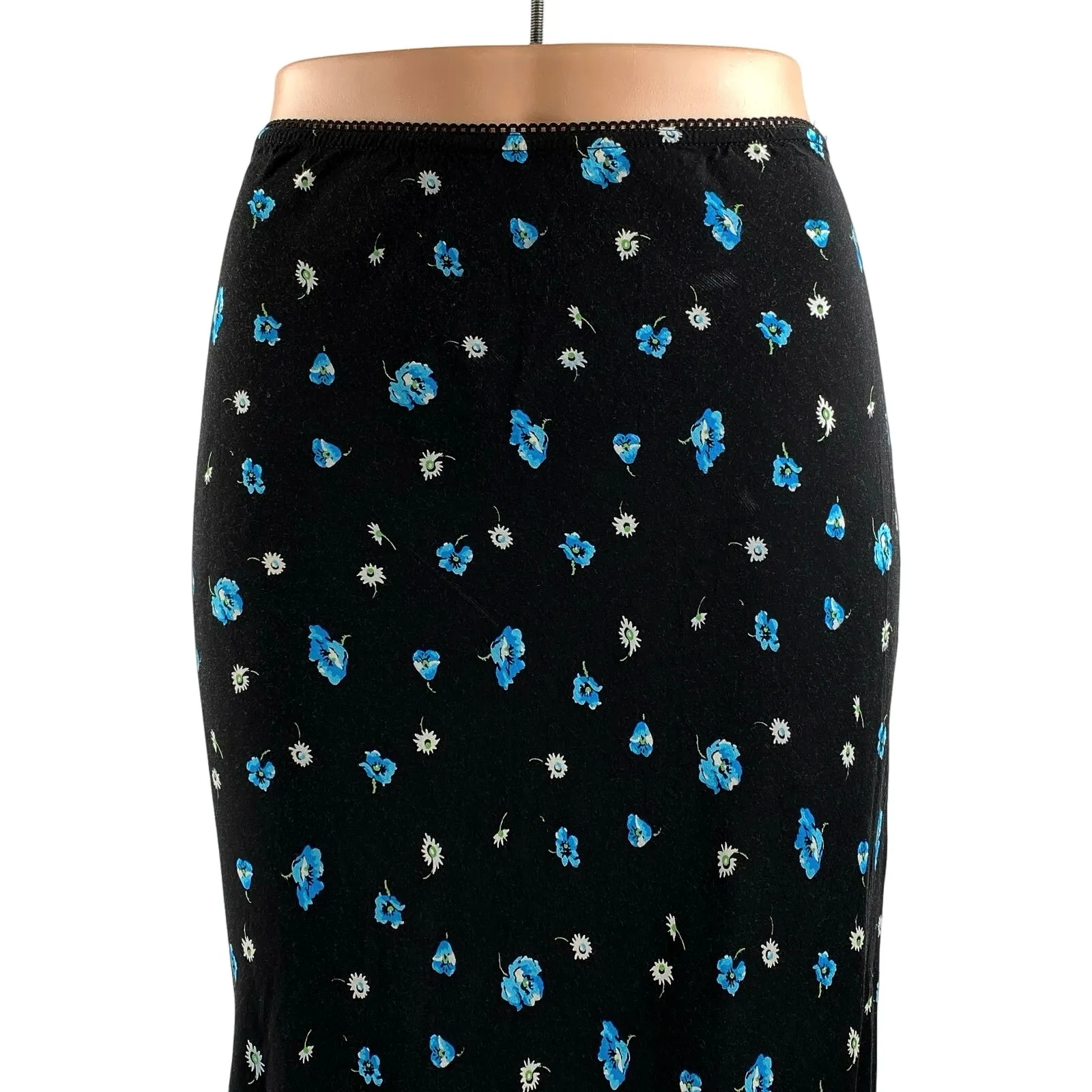 Topshop Tall Ditsy Women's Black Blue Floral Print Maxi Straight Bias Skirt 34 - Image 2