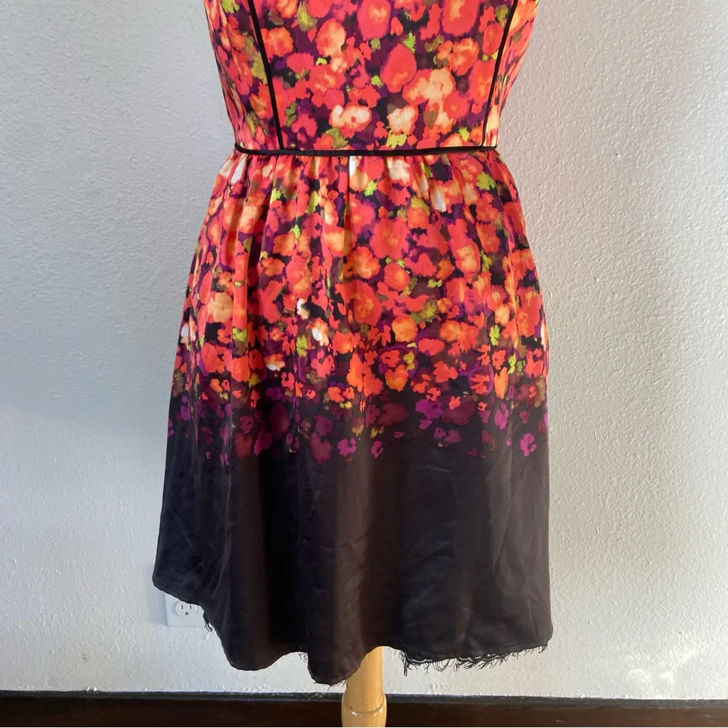 Satin & Lace Watercolor Floral Fit & Flare Cocktail Dress - Image 6