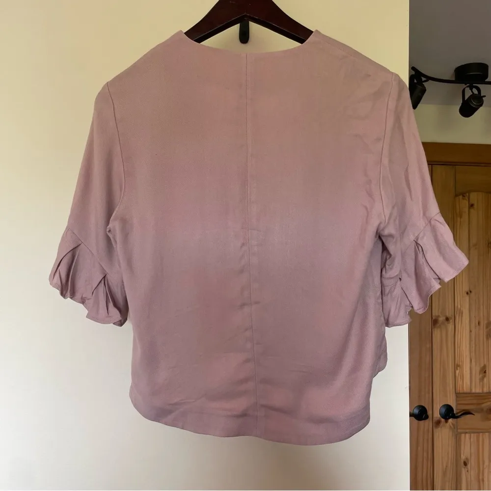 Express Pink Ruffle Short Sleeve Cropped Bolero Coquette Shrug Jacket Small - Image 9