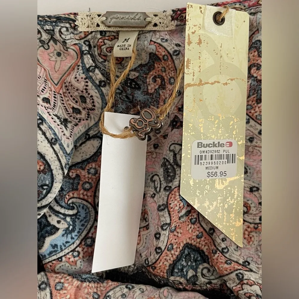 NWT Gimmicks by BKE Bohemian Paisley and Gray Layered Tank Top - Image 7