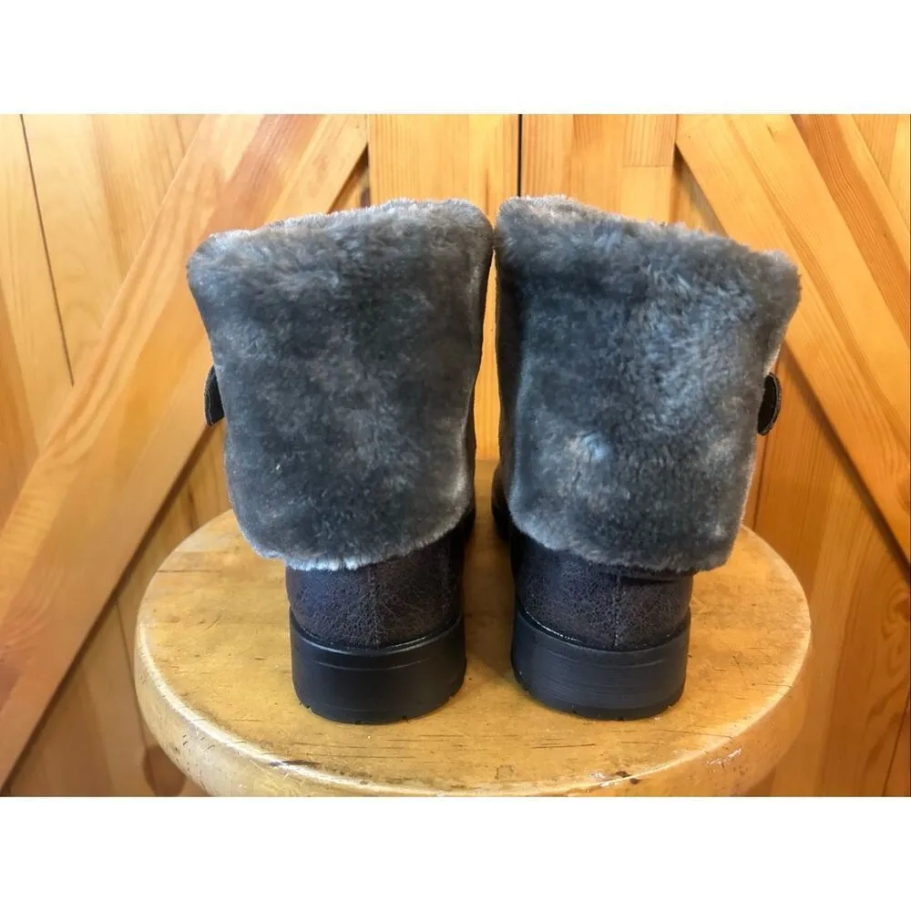 GH Bass & Co Women's 7M ALEXIS Gray Boots Shoes Faux Fur Slip On Size 7 - Image 4