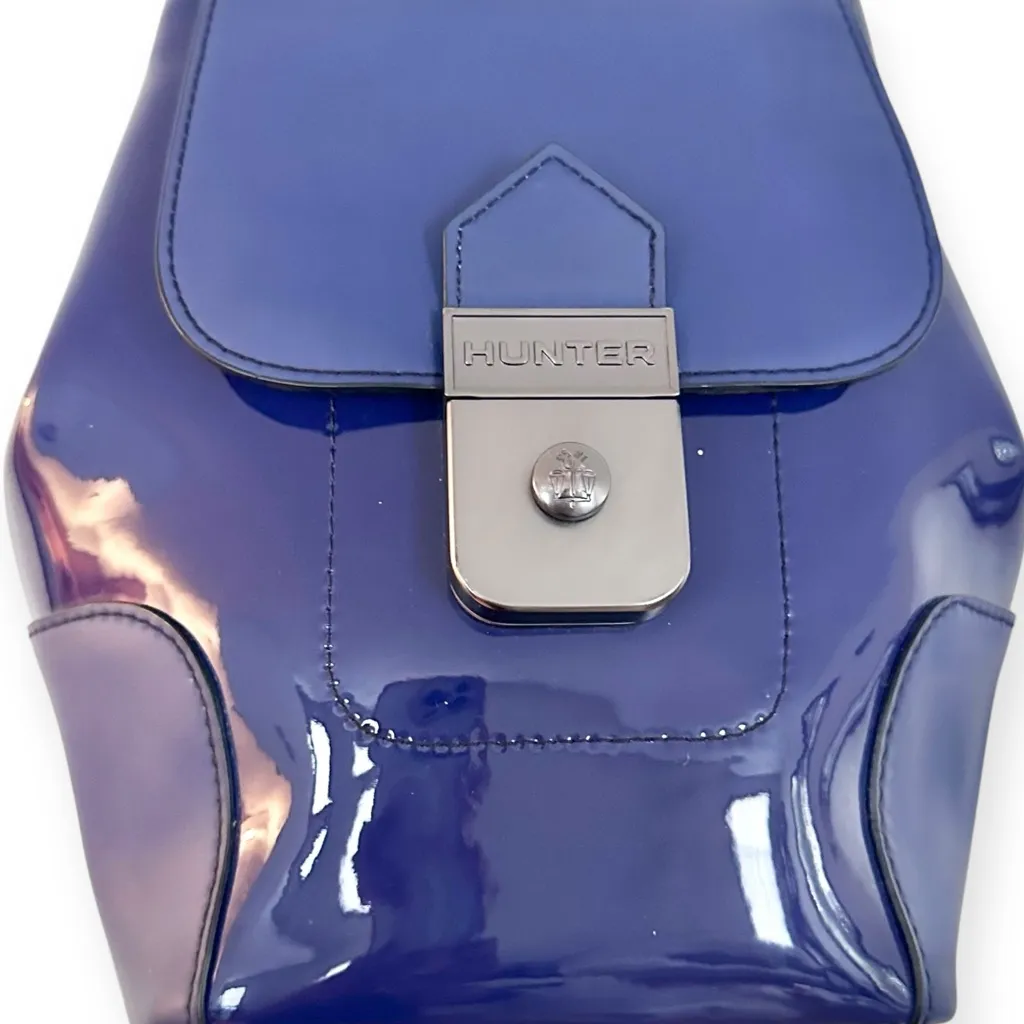 Hunter  Patent Leather Mini Convertible Backpack Blue - Image 5