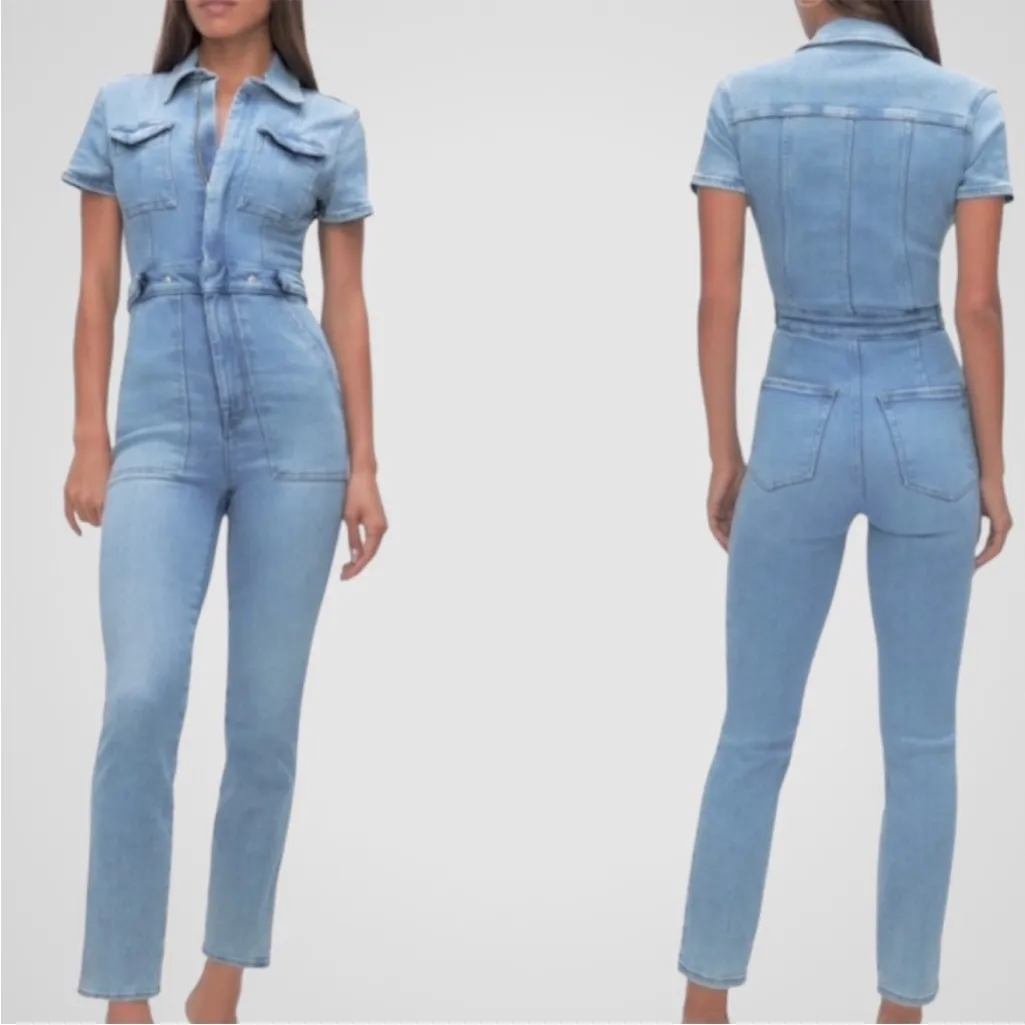 NWOT Good American Fit For Success Denim Jumpsuit Size XS Retail $199.00 - Image 4