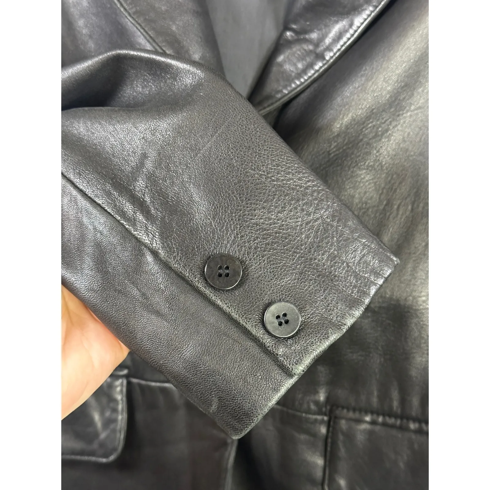 Siena Studio Vintage Genuine Leather Button Front‎ Jacket Size 6 Black - Image 6