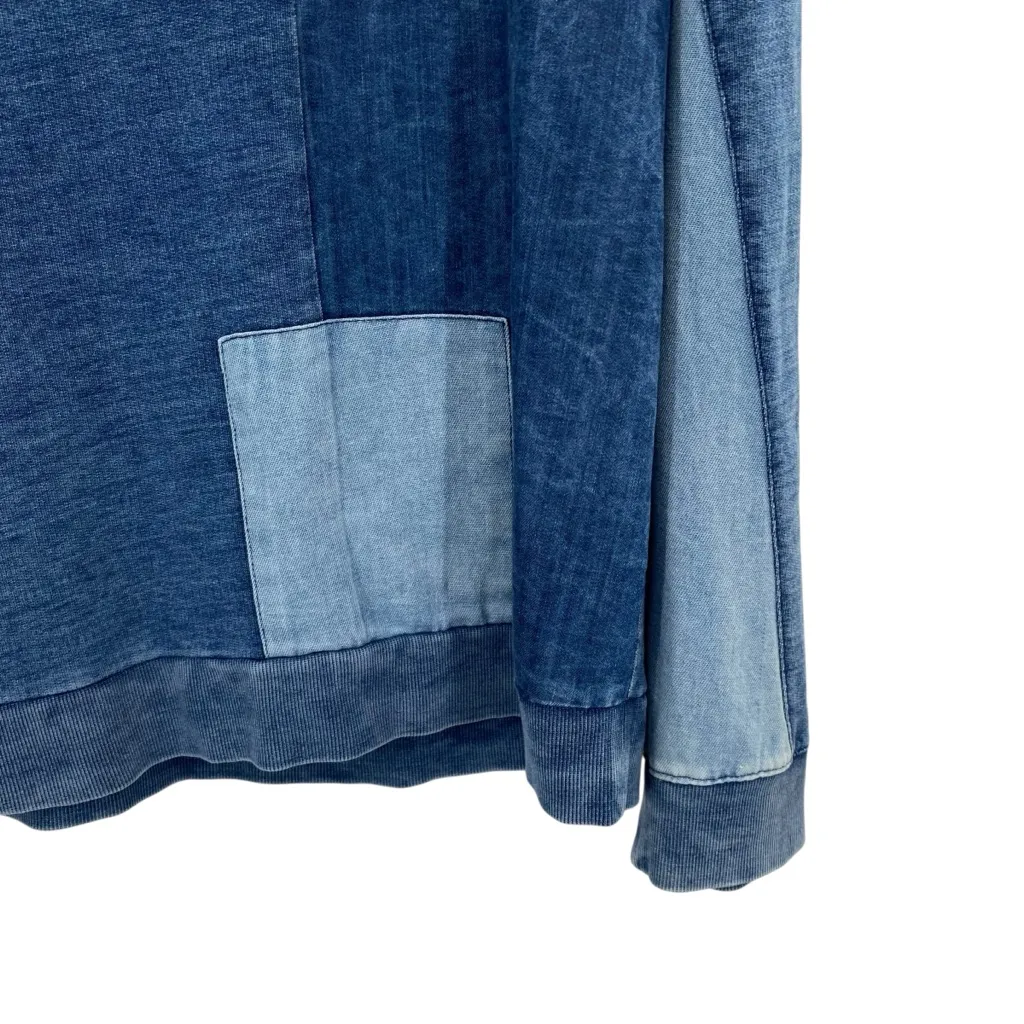 Topshop  Denim Blue Patchwork Sweatshirt - Image 3
