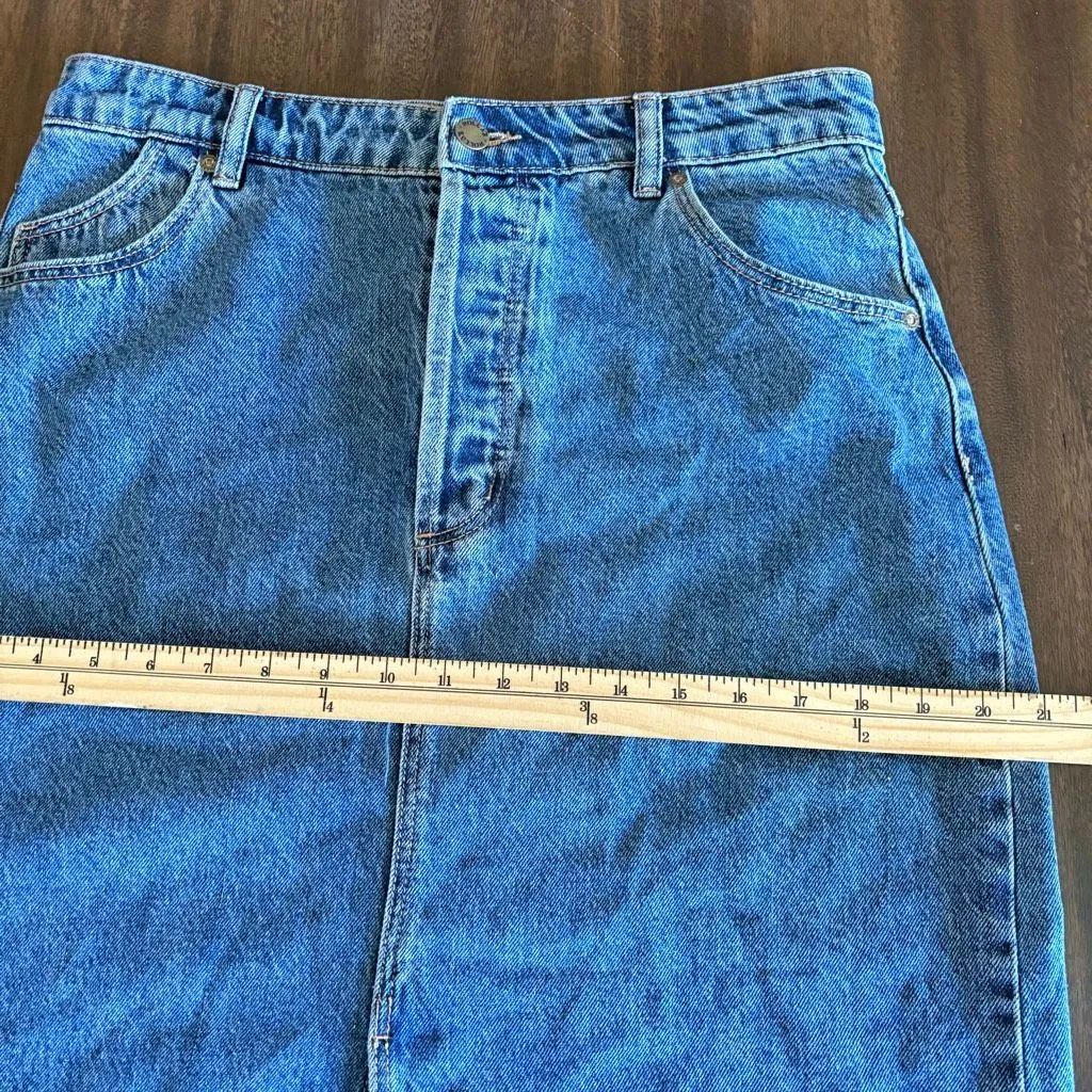 Rolla’s Chicago Skirt Midi Denim Front Slit Button Fly size 30 Blue - Image 11