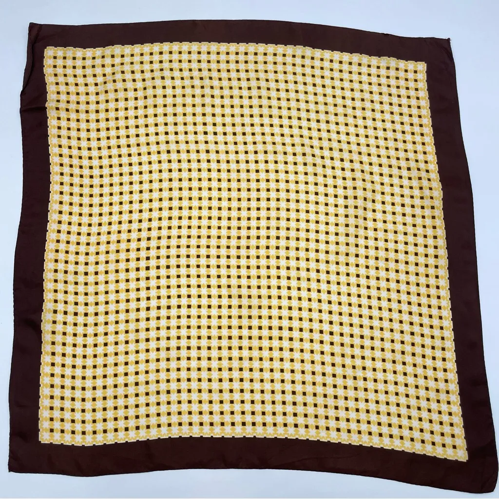 Collection of 3 Scarves Vintage Acetate Vera Argyle Polka Dot Stars‎ Grid Retro Yellow - Image 15