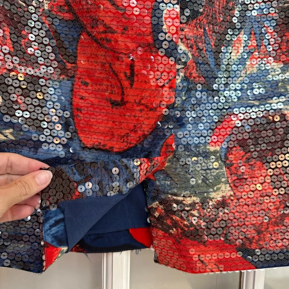 Anthropologie by Wolven Sugared Fleur Pencil Sequined Skirt Size 2 XS Floral - Image 4