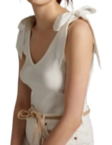 Anthropologie Maeve The Rafaela Bow-Tie Tank - White L - Image 2