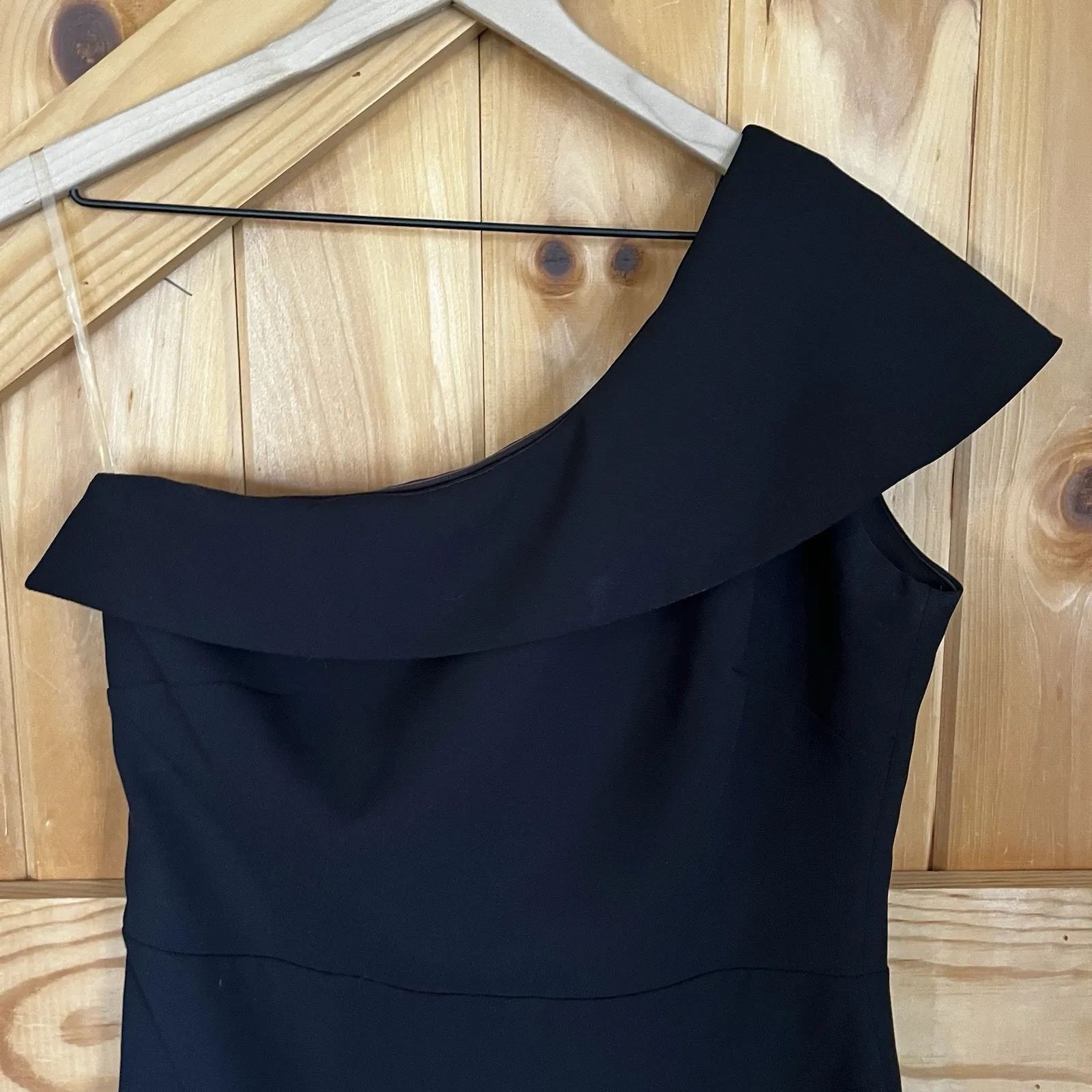 Red & Royal London Women's 14 Black One‎ Shoulder Dress Slanted Hem Side Zip - Image 6