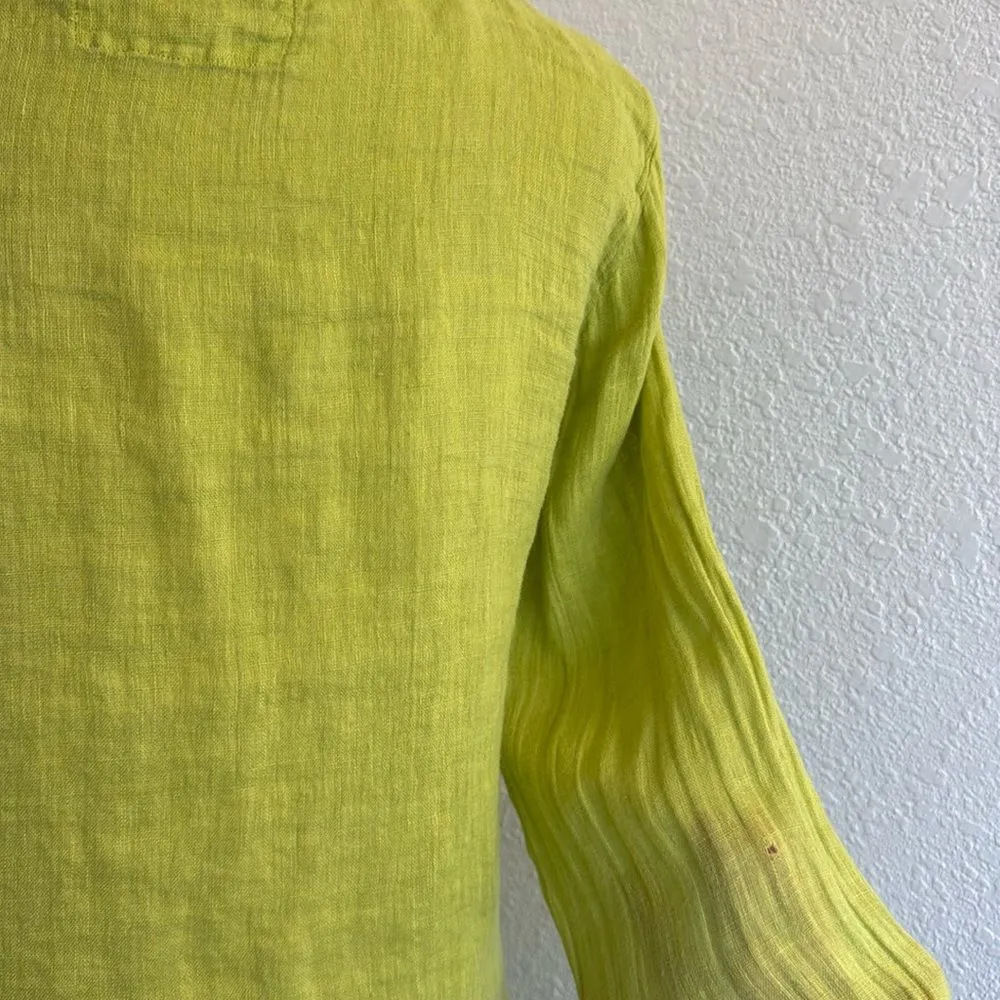 Grizas 100% linen button up cardigan lime green Size L - Image 8