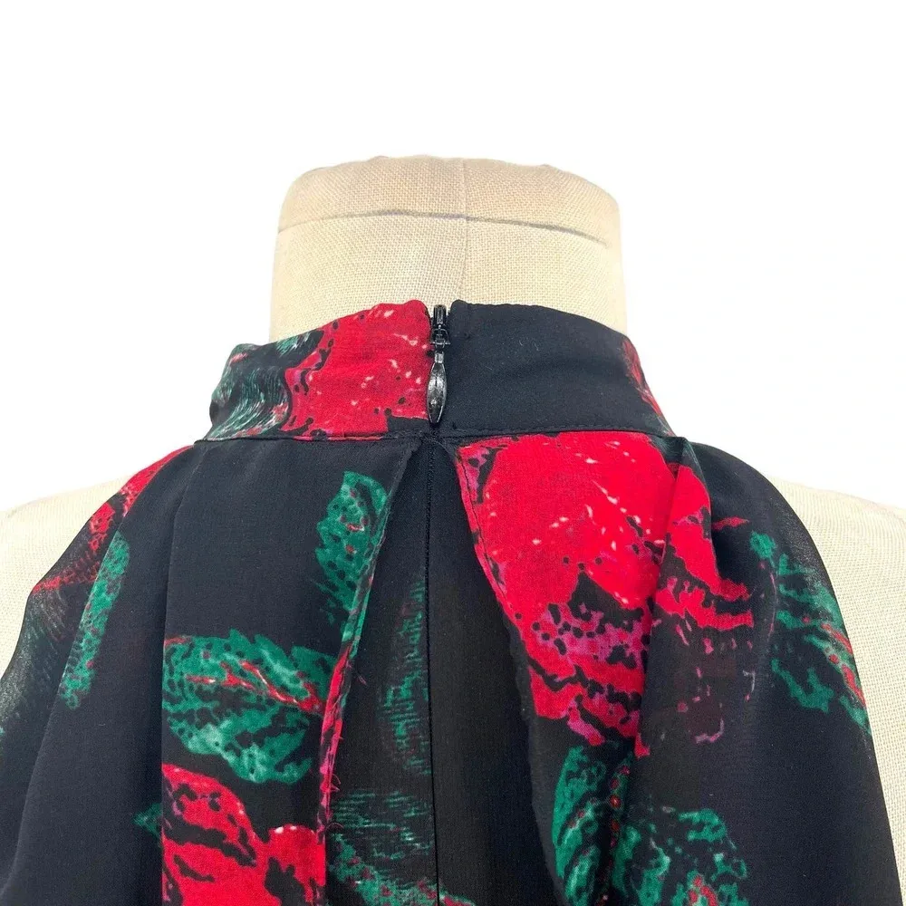 Lovers + Friends Golden Ray‎ Maxi Dress Black Red Floral Rose Print Size Small - Image 12