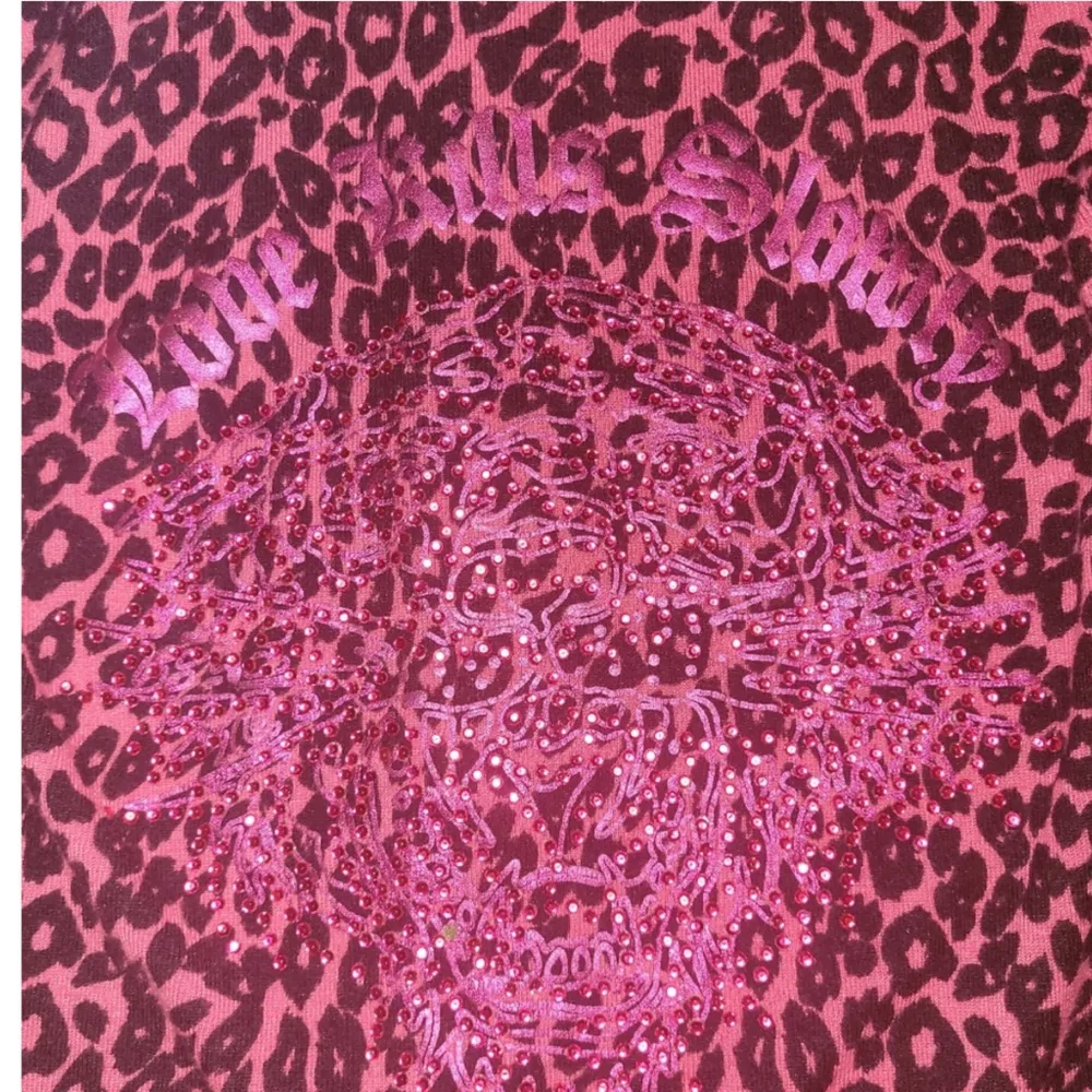 ED HARDY love kills slowly PINK LEOPARD print hoodie size XL - Image 8