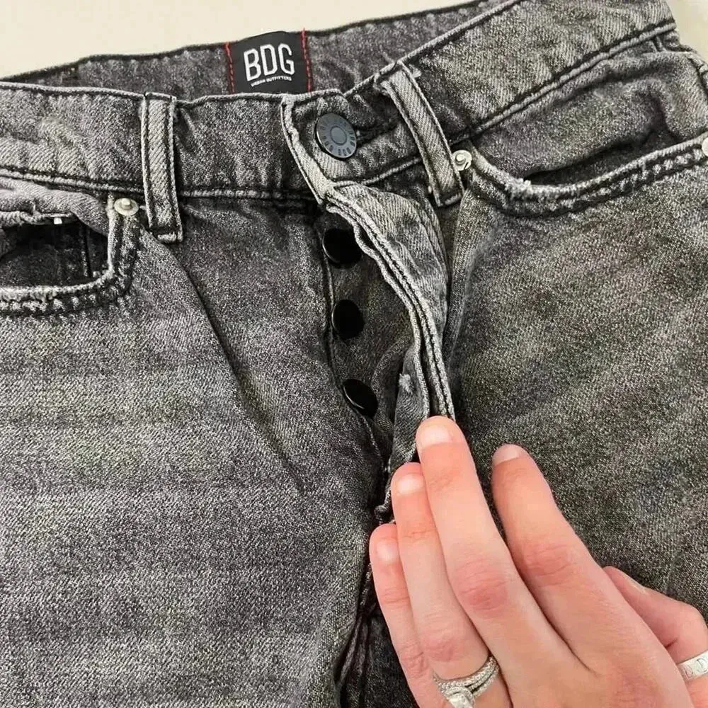 BDG Urban Outfitters Denim Jeans Black Slim Straight Button Fly Women's Size 24 - Image 4