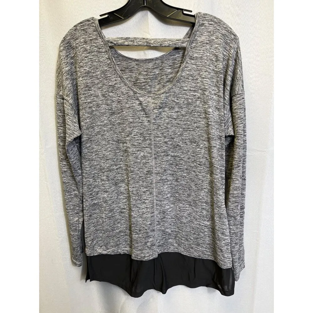 Danskin SKU 7683 Womens Heathered Gray Long Sleeve Top Size S - Image 2