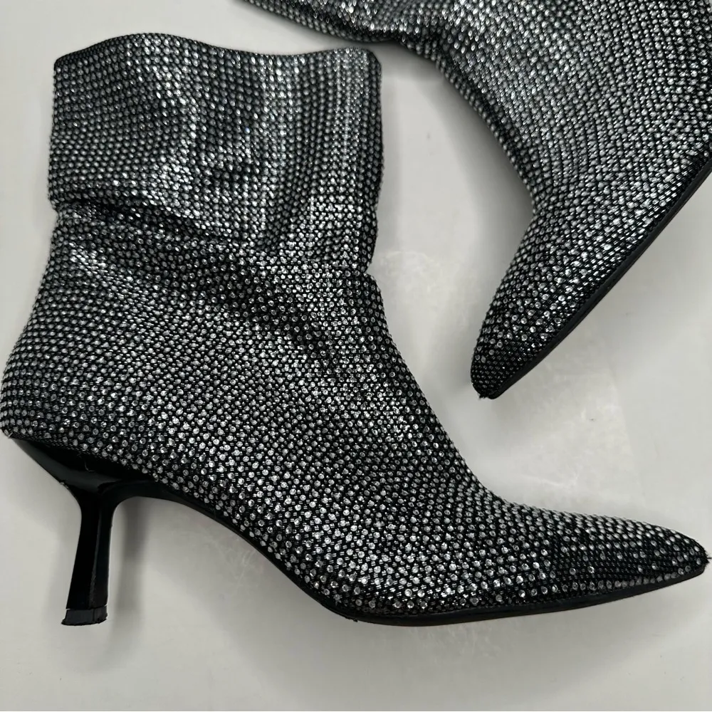 Open Edit Tilly Crystal Embellished Bootie in Silver Size 8.5 - Image 4