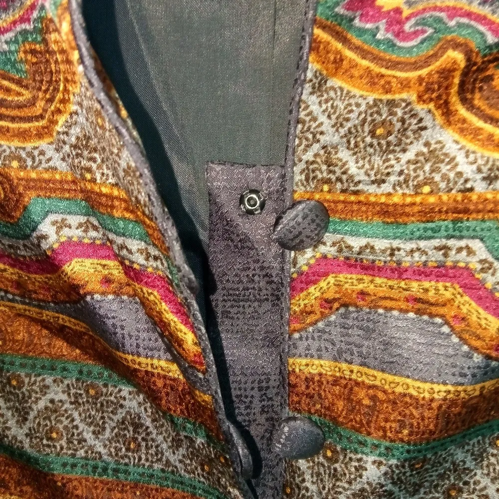 Adrianna Papell 8 Silk Vibrant Elegant Southwestern Waist Jacket - Image 2