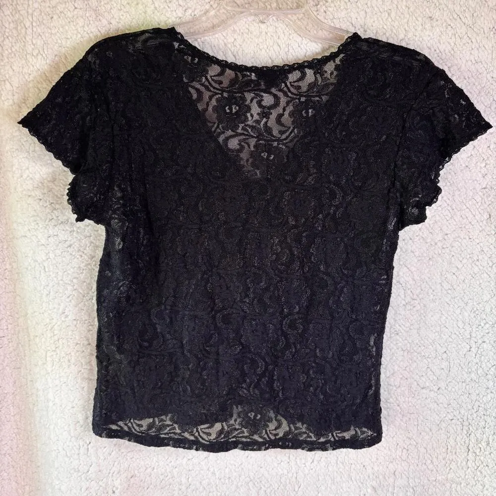 Cinema Etoile Cropped Lace Lingerie Top Black Women's Size L Fairy Whimsygoth Size L - Image 2