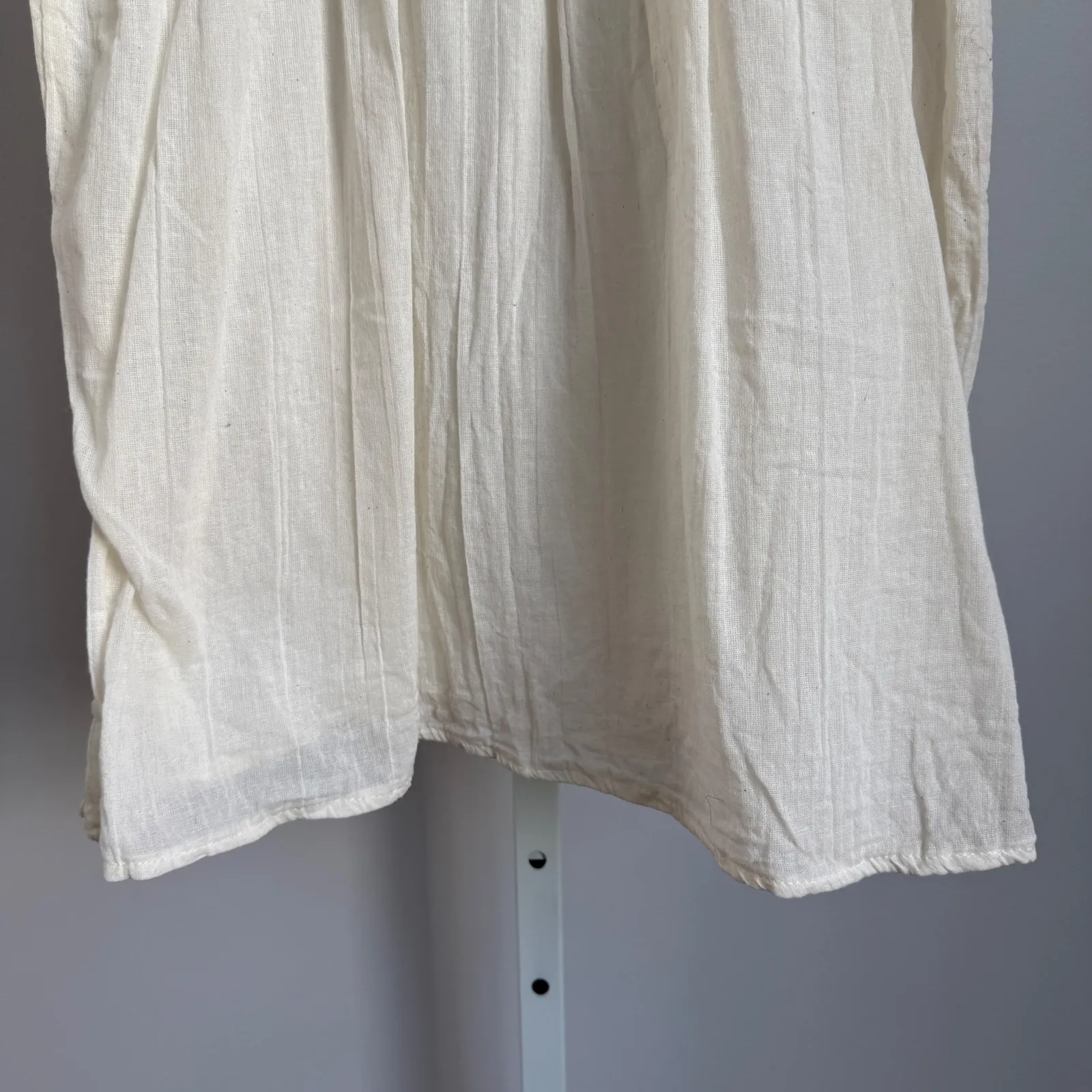 White‎ Embroidered Mexican Blouse Tunic Top Folk Art Floral Boho sz S Oaxacan White - Image 3