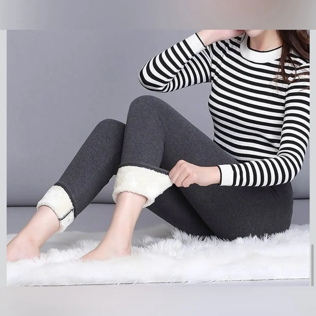 NEW Thermal Leggings Lined Thick Fleece Winter Warm Trousers Pants 24” waist XS Gray - Image 5