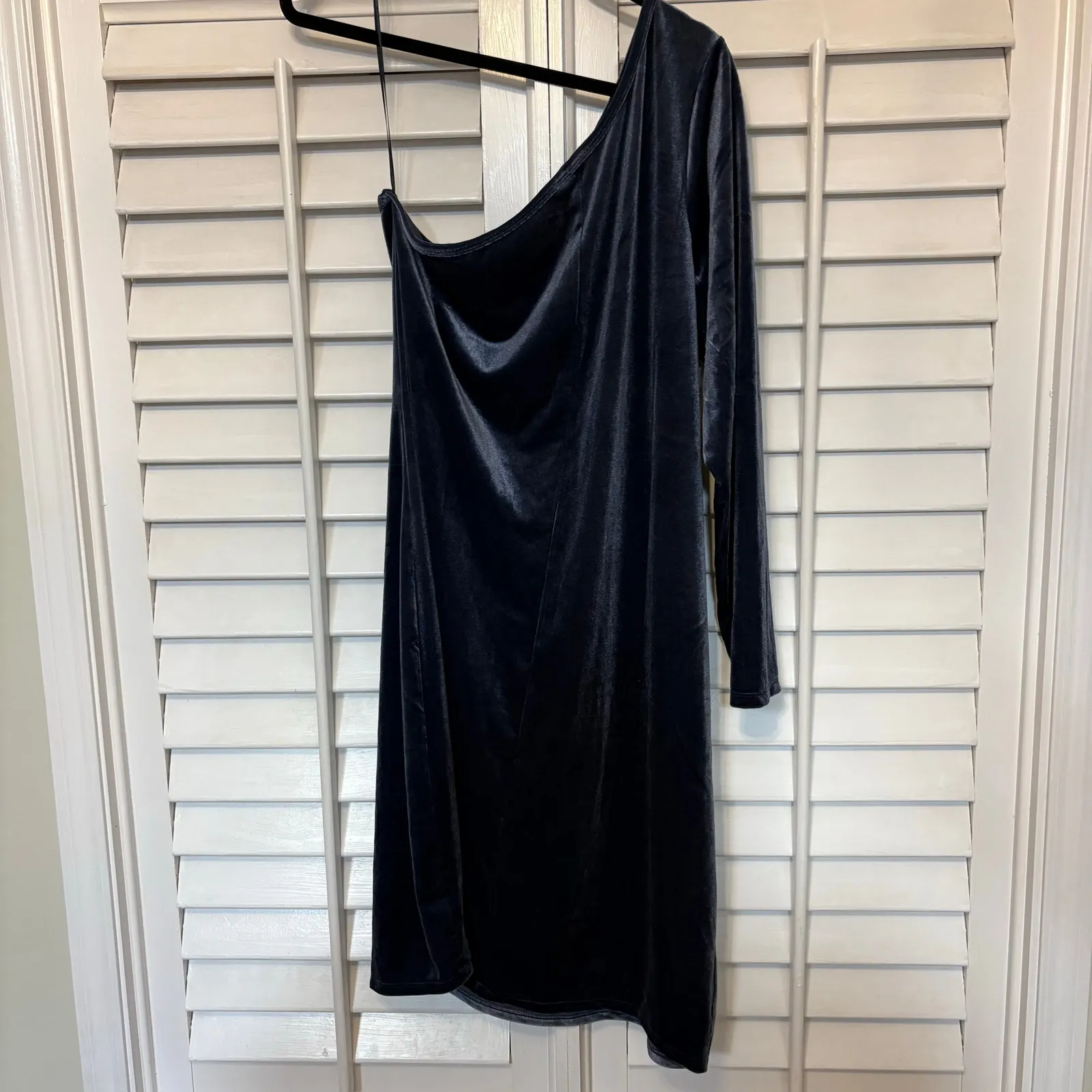 Old Navy‎ Blue Velvet One Shoulder Long Sleeve Dress Size 3X - Image 2