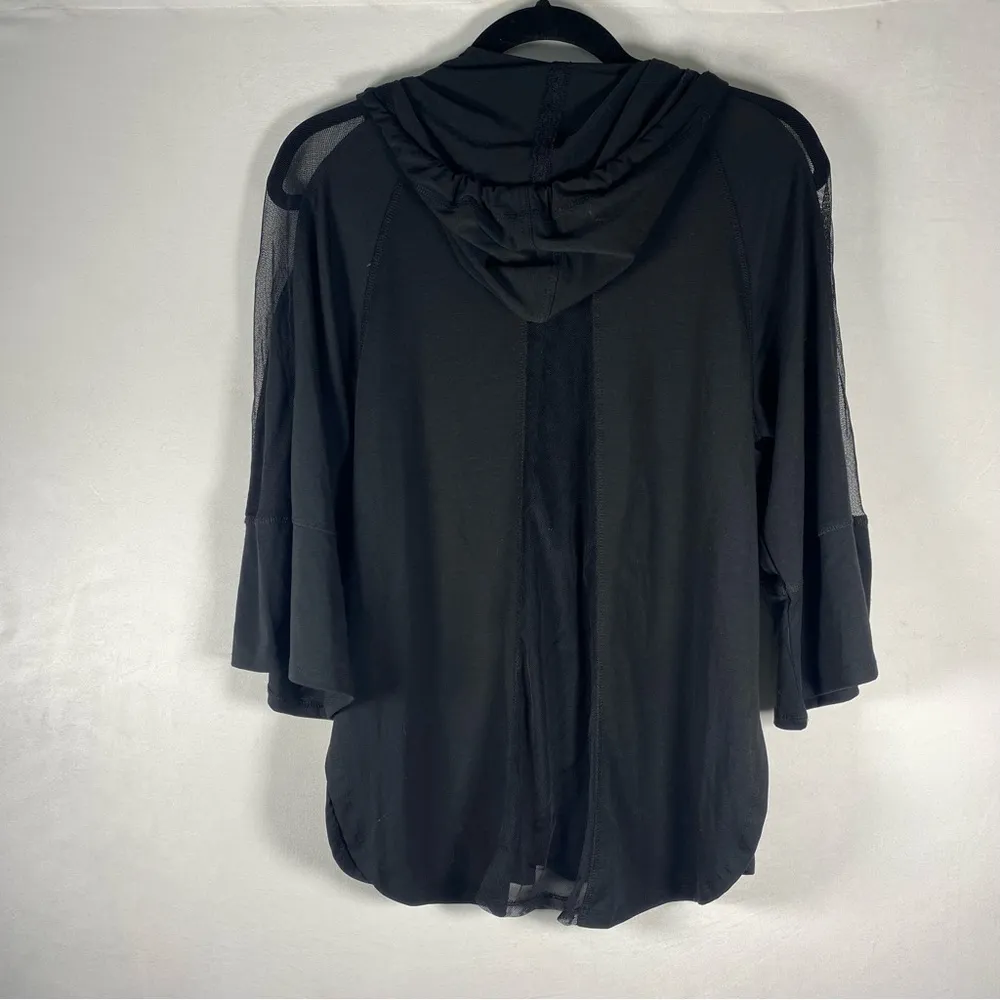 Nanette Lepore Play Black Mesh Half Zip Hoodie Short Sleeve Hoodie size Small S - Image 5