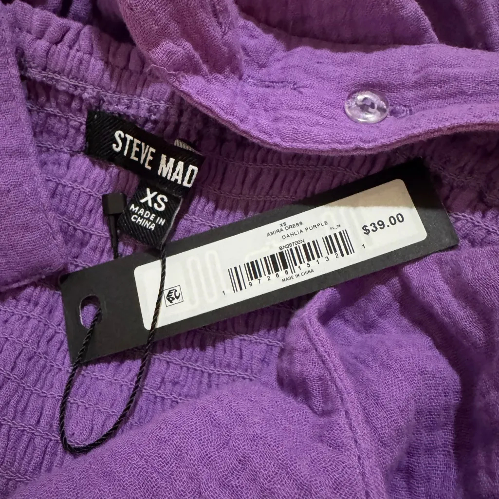 Steve Madden Amira Tiered Cotton Midi Dress - Dahlia Purple XS - Image 8