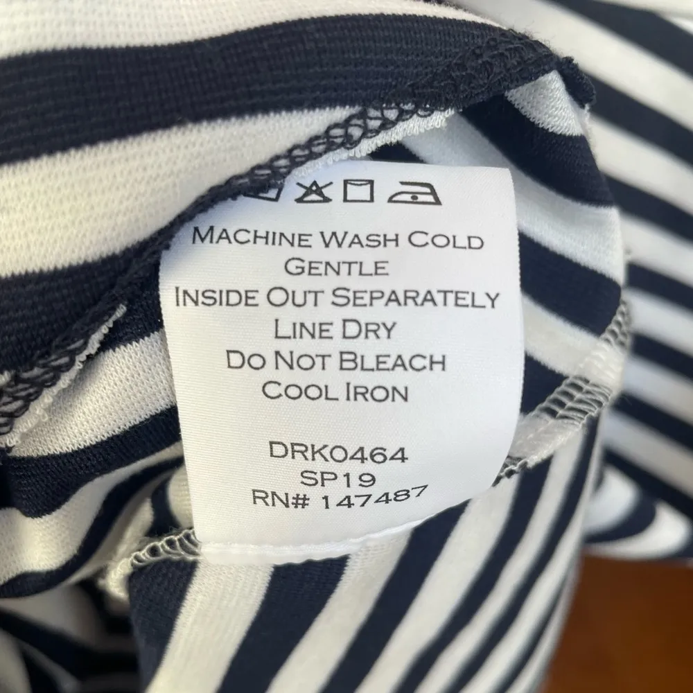 Draper James Ponte A Line Stripe Dress Size Small Nassau Navy Coral Preppy EUC - Image 8