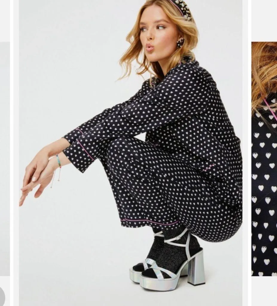 Rare Roller Rabbit x Lele sadoughi Black Hearth Polo Pajama Set Size Small - Image 2