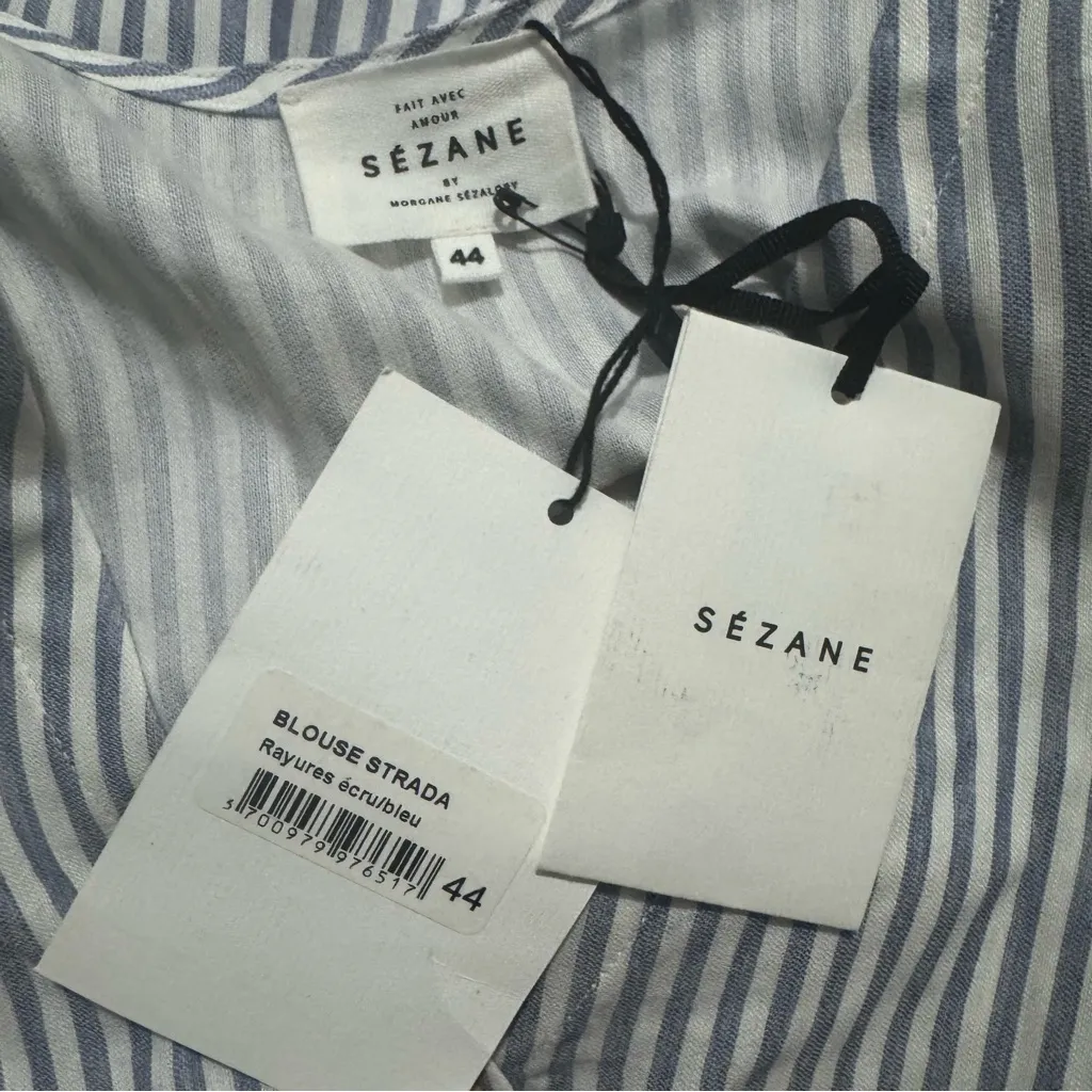 Sezane Strada Top in Blue Ecru - Image 4