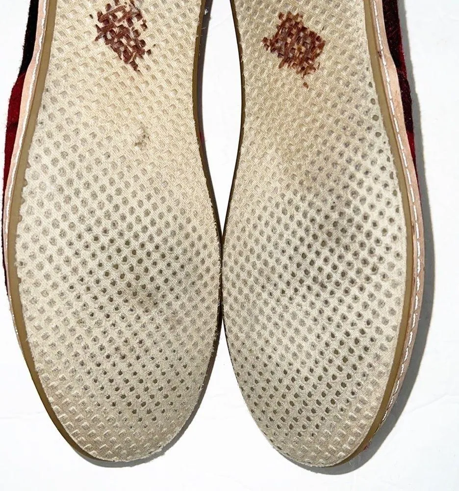 Toms Alpargata Classic Buffalo Check Plaid Red And Black Felt Slip On Flats - Image 10