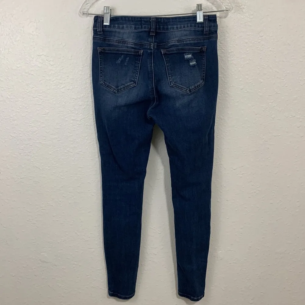 ENJEAN High Rise Ripped Dark Wash Skinny Jeggings Size 3 - Image 6