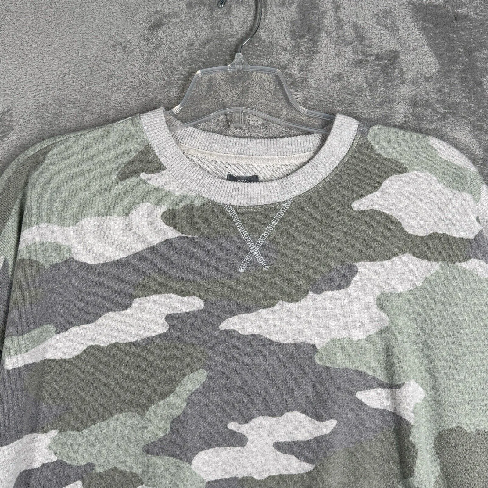Aerie Shirt Womens XS Gray Green Camo Sweatshirt Lounge Casual Streetwear‎ - Image 4
