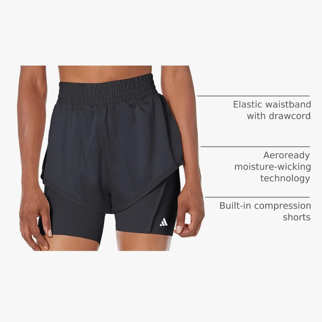 Adidas Women's Standard Power Aeroready Two-in-one Shorts BLK size XL (NWT) - Image 4