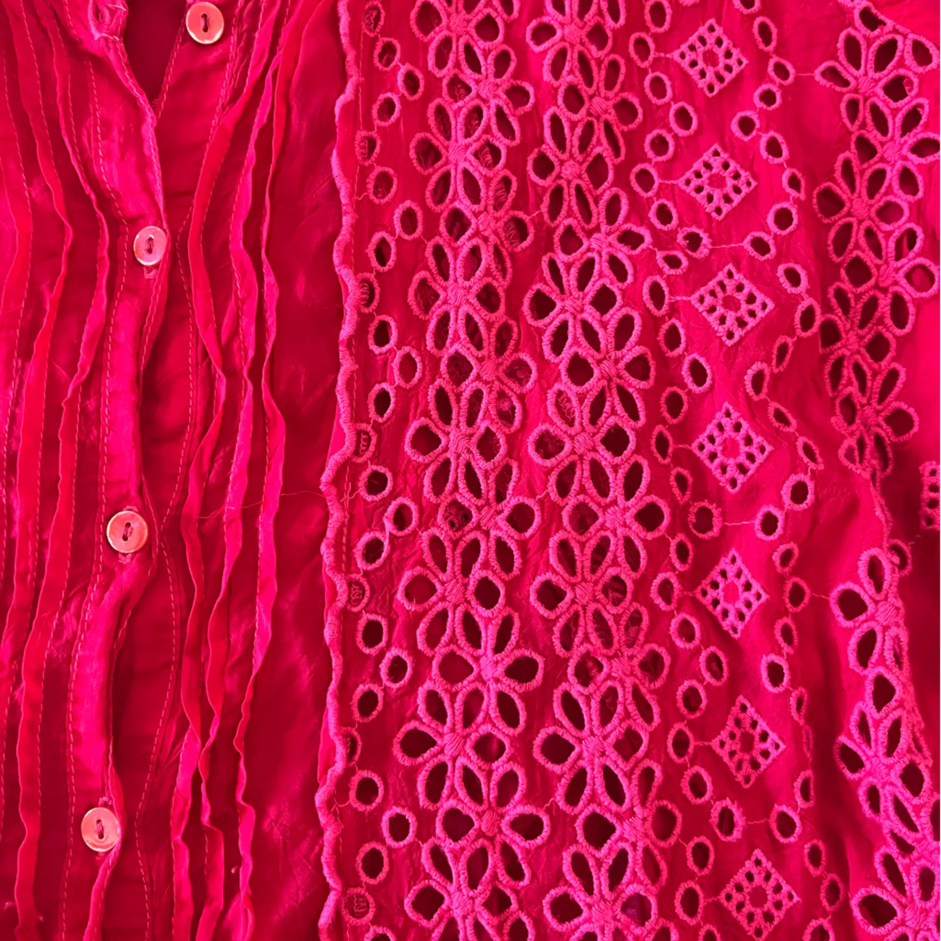 Johnny Was Pink Embroidered Eyelet Blouse - Image 2