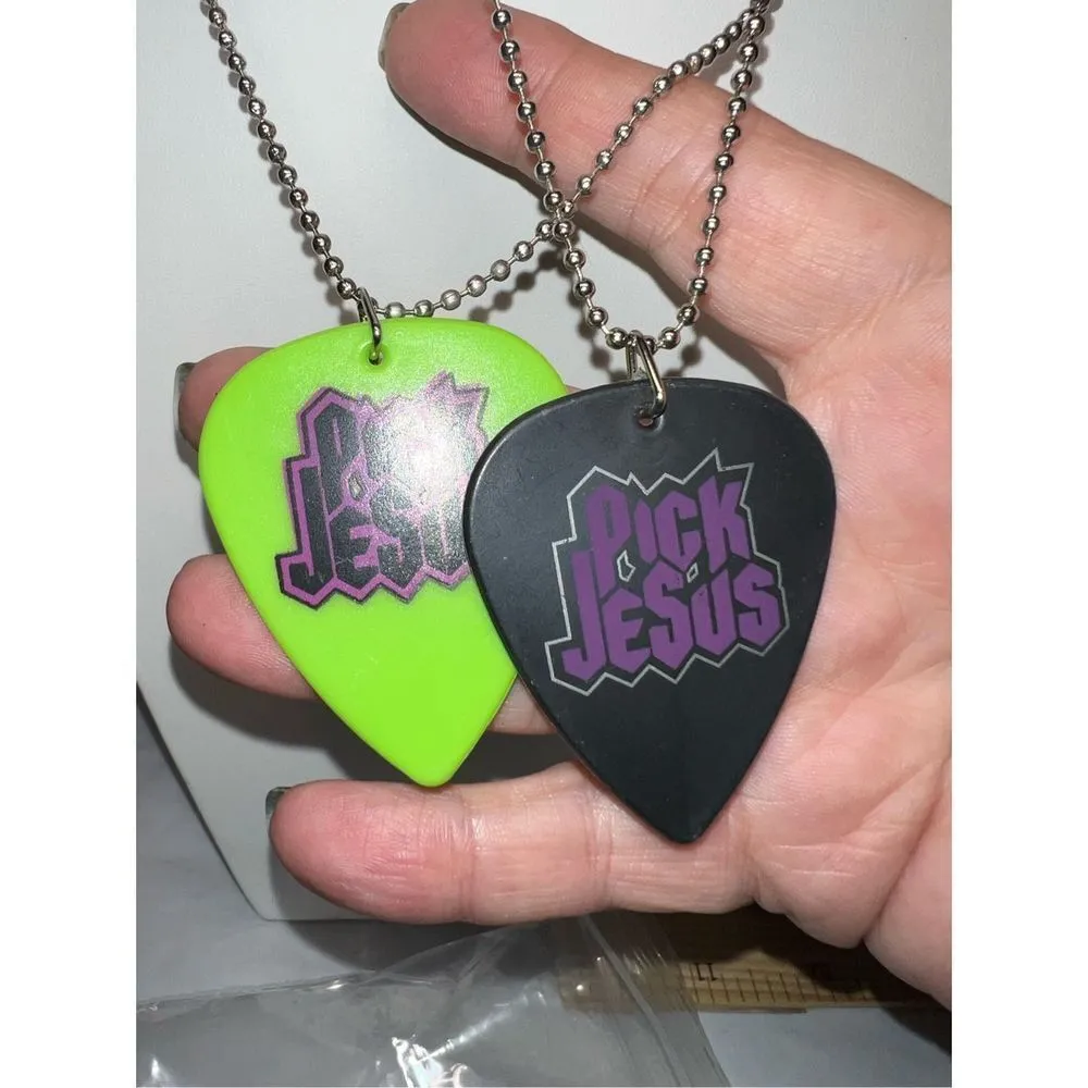 Set of Two “Pick Jesus” Chain Pic Necklaces Black - Image 6
