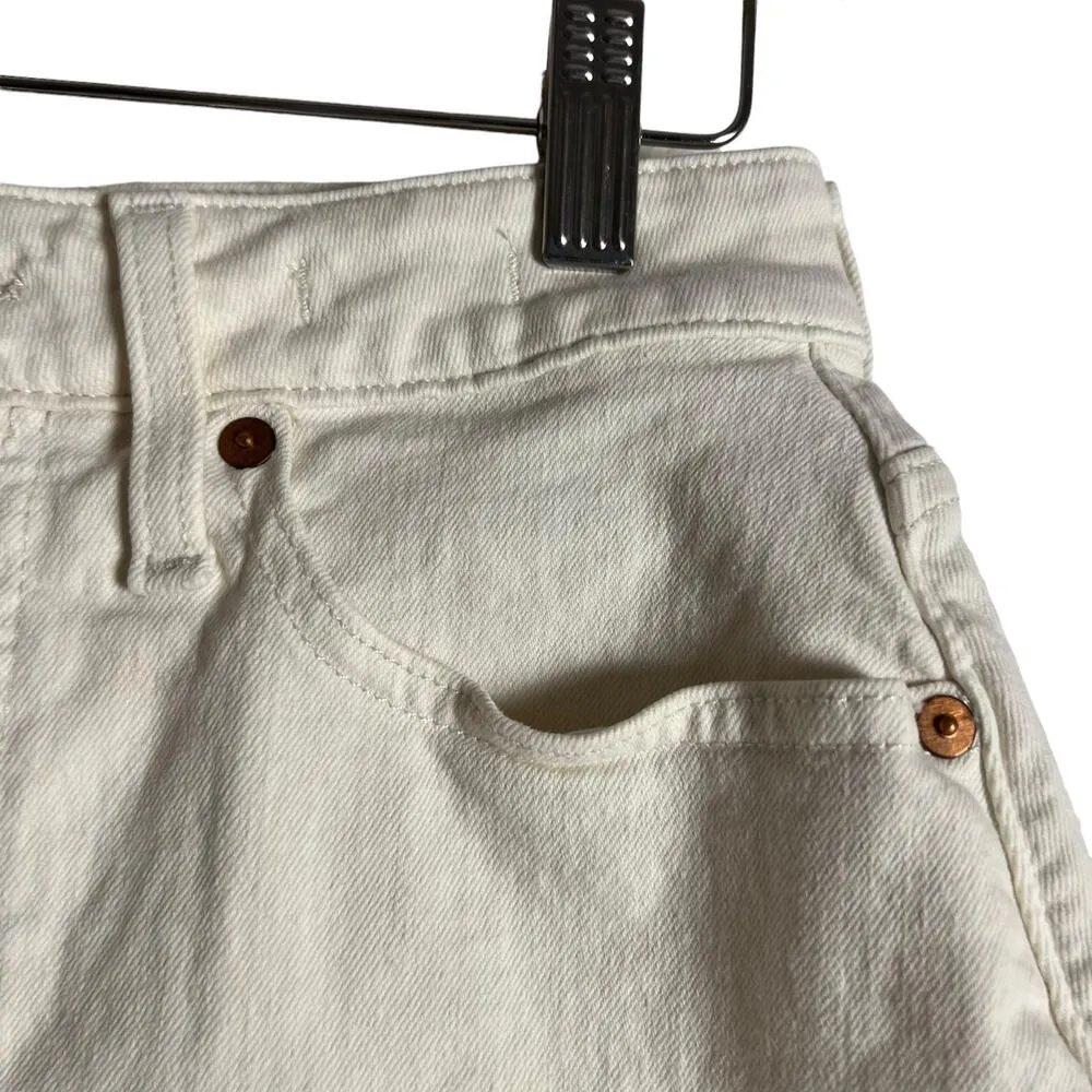 Madewell The Curvy Perfect Mid-Light Ecru White Denim Jean Shorts Size 25 - Image 6