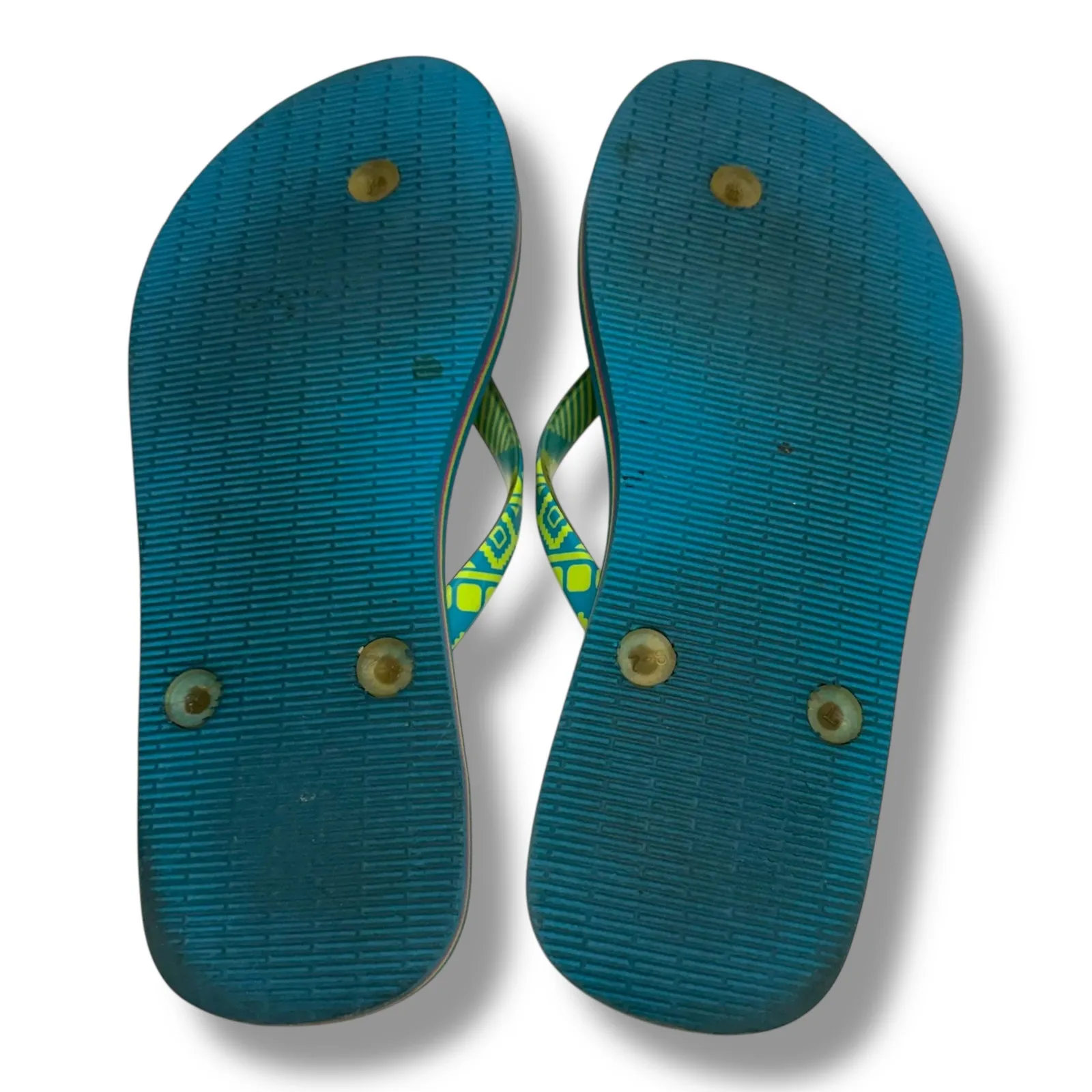 Vera Bradley Serape Paradise‎ Flip Flops Tribal Native Print Teal Yellow Red 7 8 - Image 3