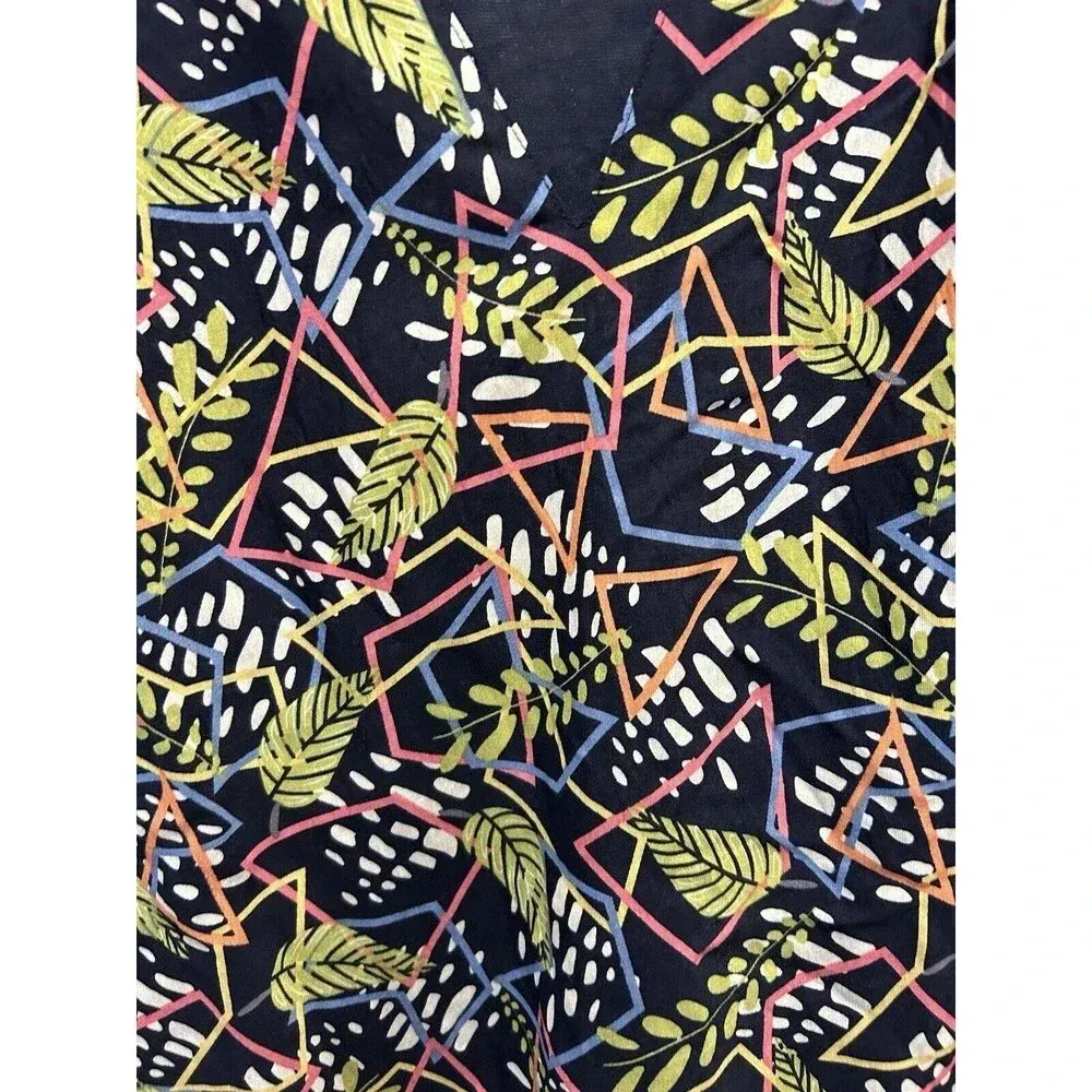 THML Multicolor Flutter Sleeve V Neck Abstract Print Peplum Hem Size‎ Large - Image 2