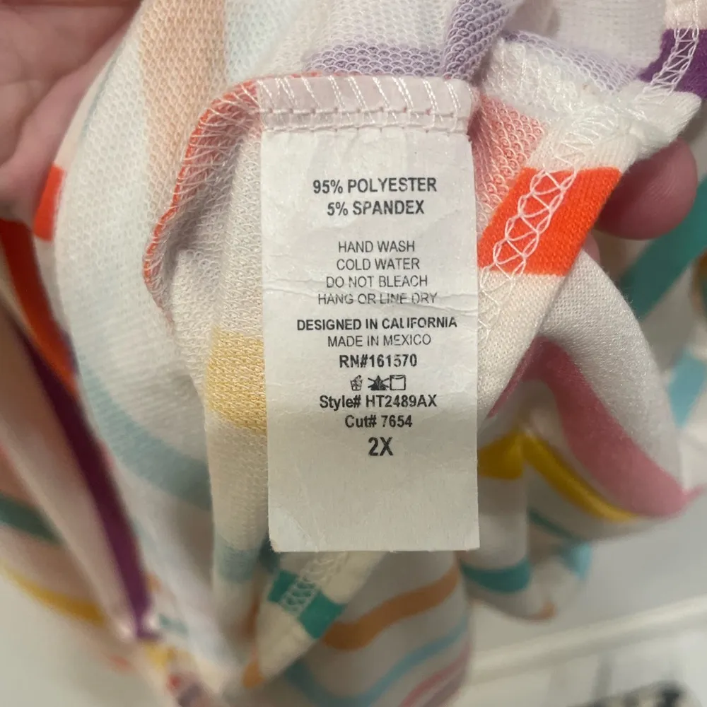 Haptics Colorful striped Plus Size Women's Blouse 2XL Pink - Image 11