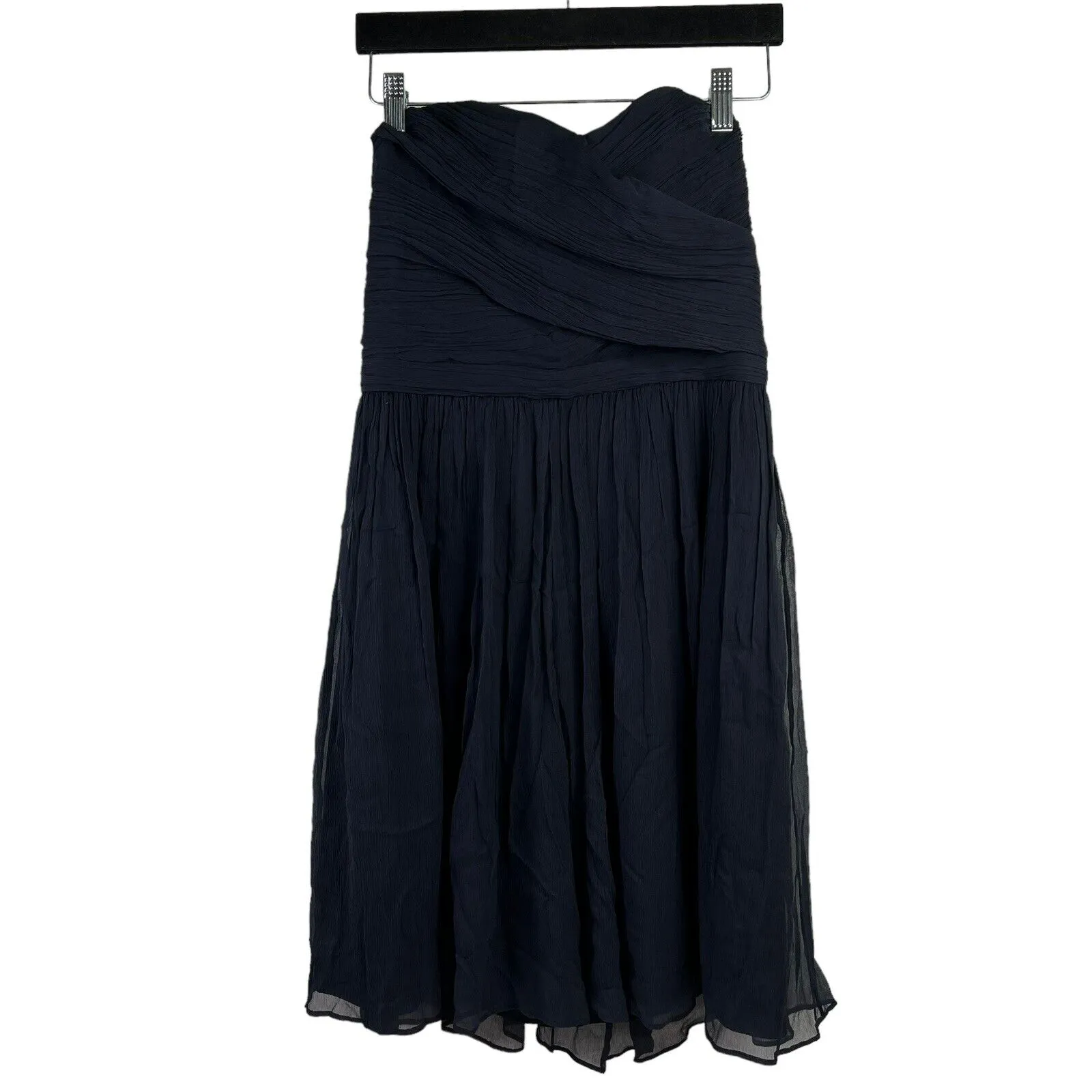 J. Crew Arabelle Size 8 Dress Navy Silk Chiffon Formal Bridesmaid Strapless Blue - Image 2