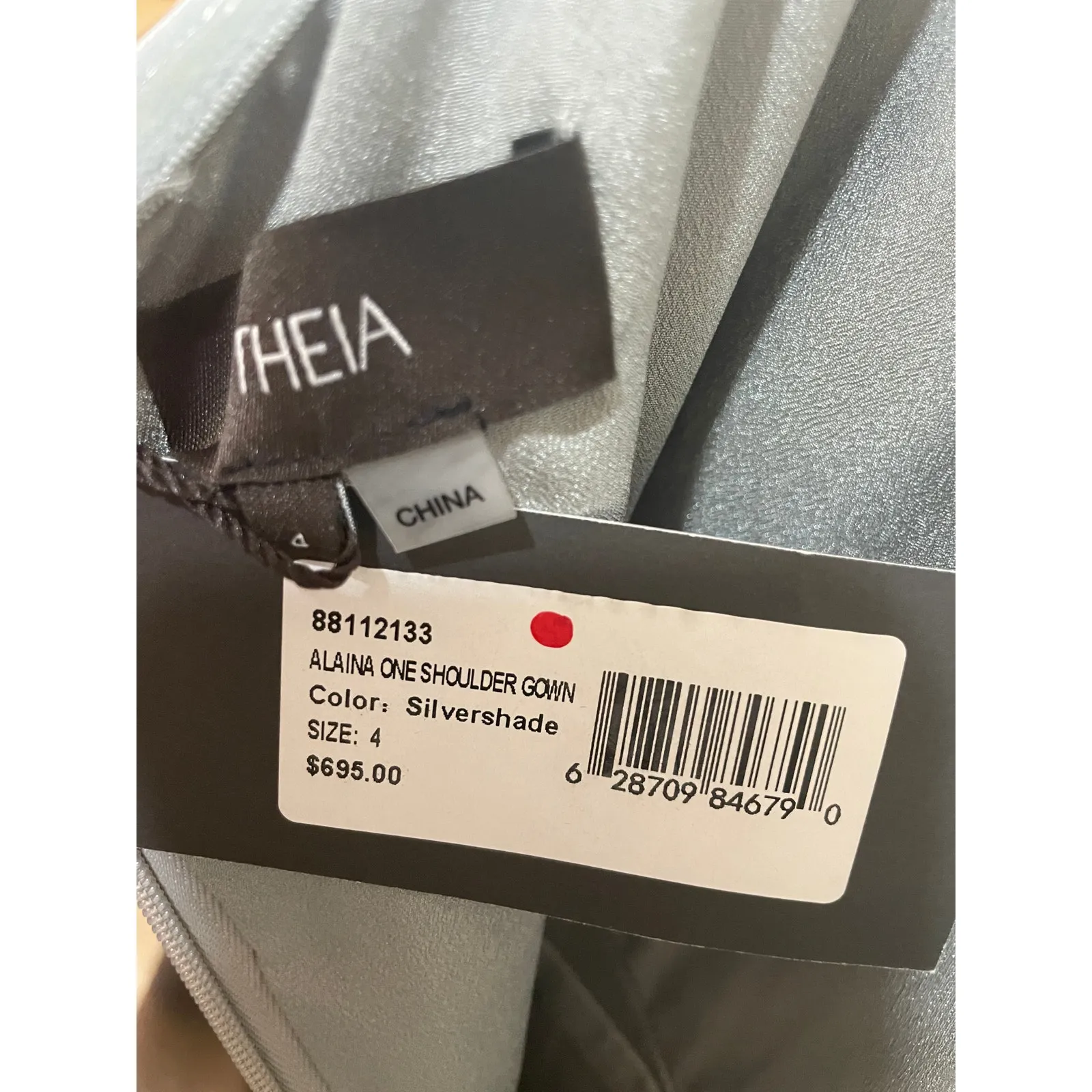 Theia Alaina One Shoulder Gown Dress Silvershade Satin Size 4 NWT Flattering Silver - Image 7