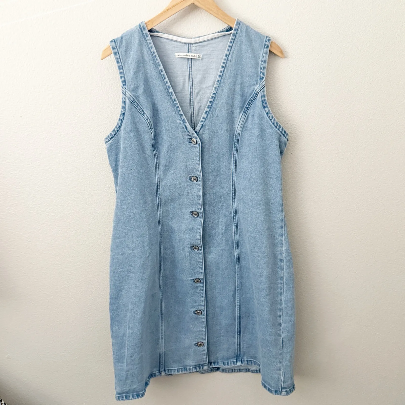 ABERCROMBIE & FITCH | Mara Denim Vest Mini Dress Button Down Jean | Size XL Tall - Image 2