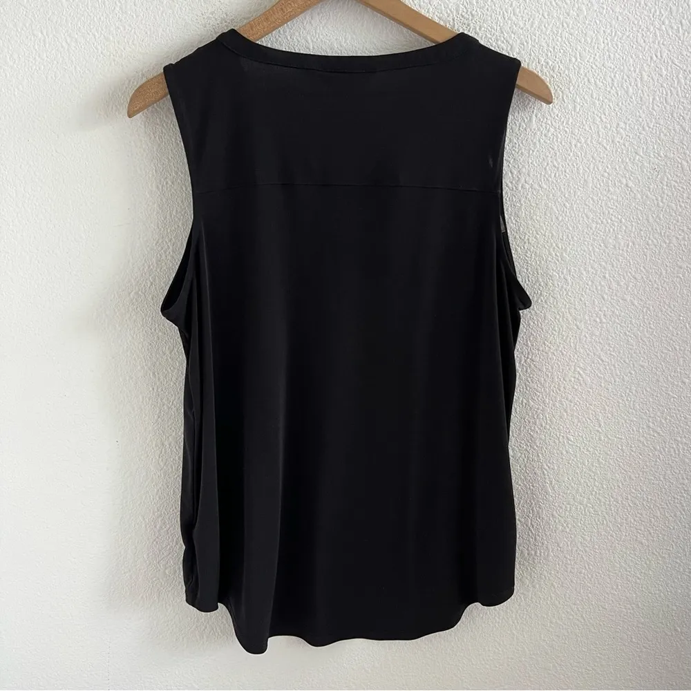 Ellen Tracy Black Tank Front Pocket Business Casual Office Large - Image 3