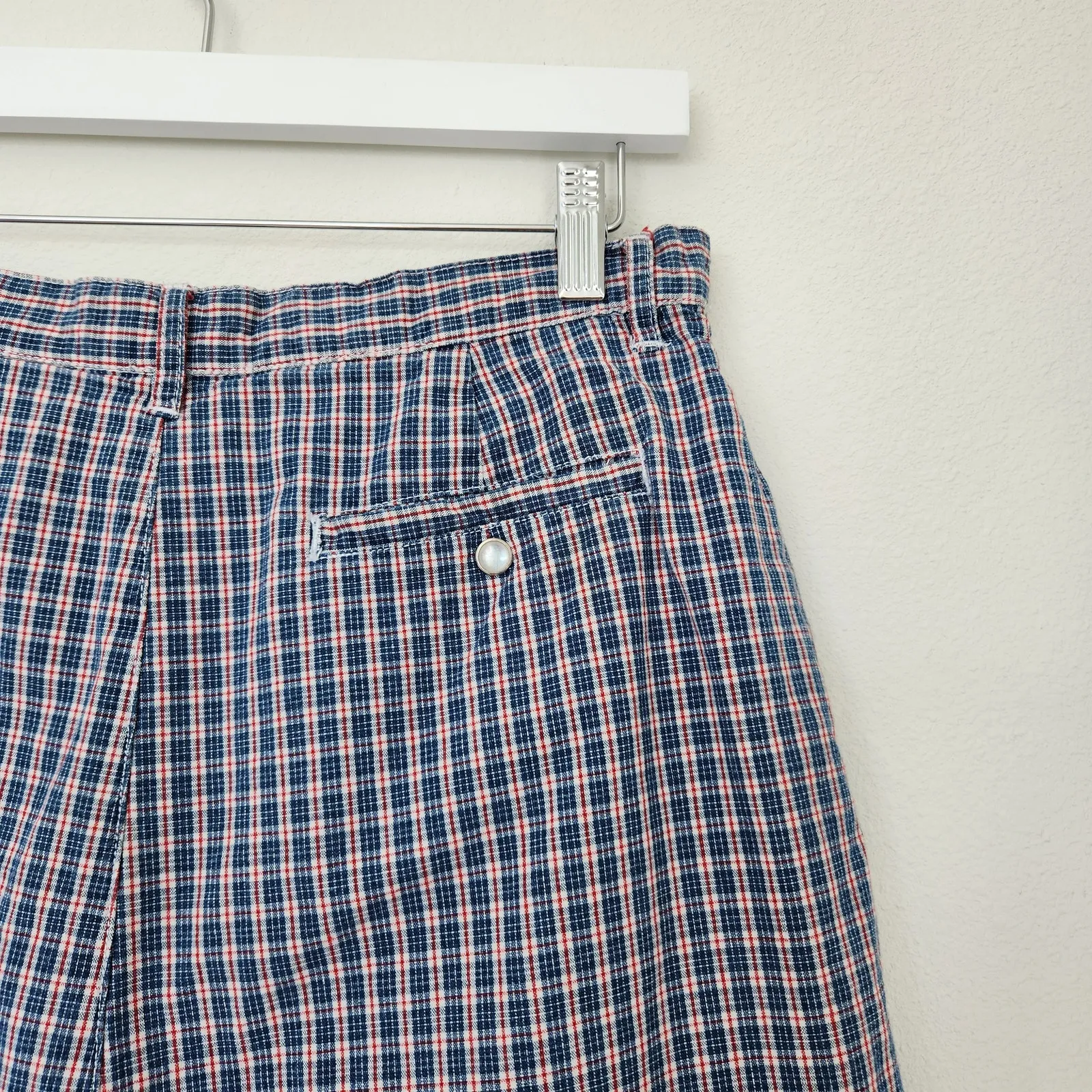 80s 90s Vintage Red White Blue Plaid High Waisted Mom Shorts 100% Cotton 6 - Image 6