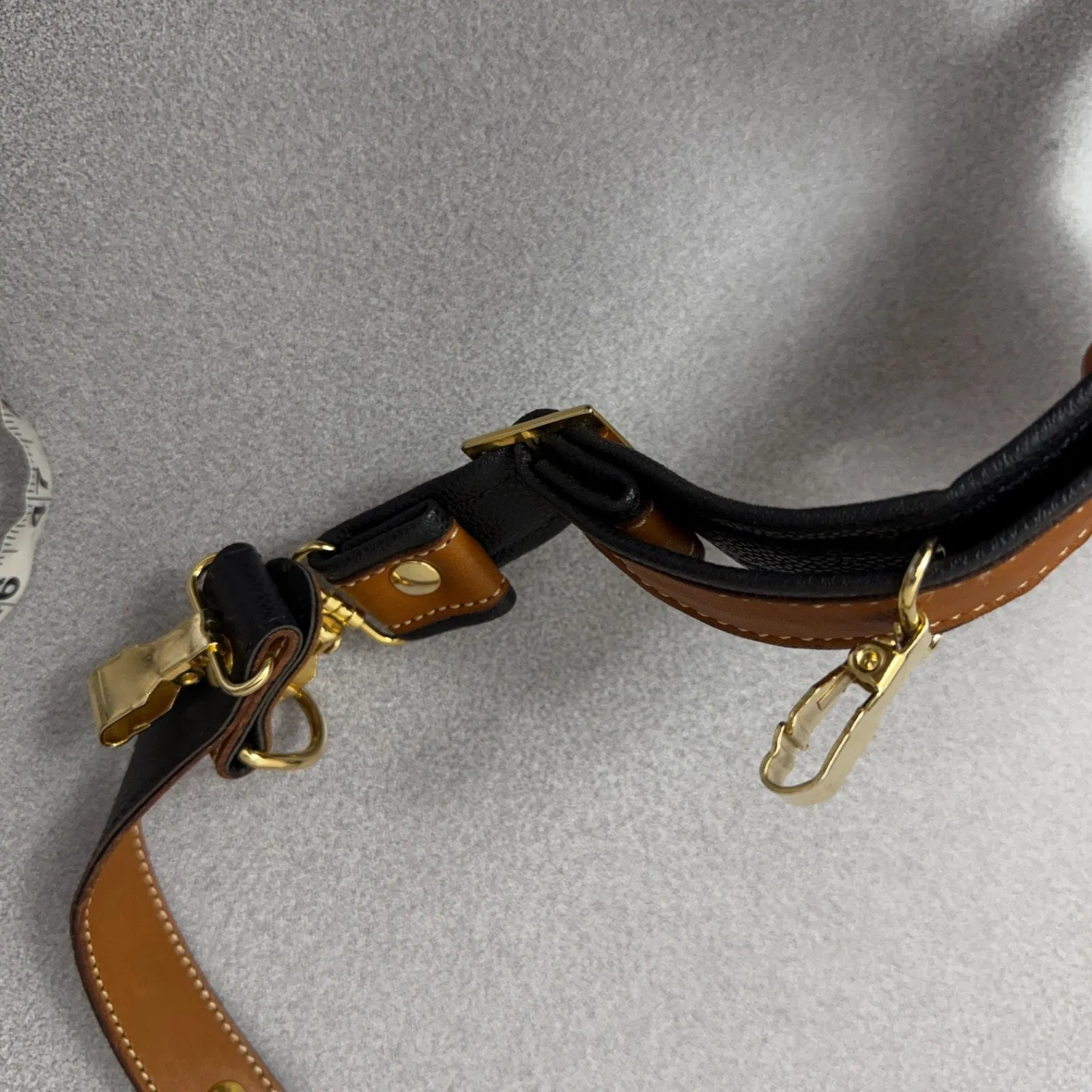 Vtg Valentino Leather Luggage Strap Garment? Brown Black Adjustable Brass 1.25" - Image 6