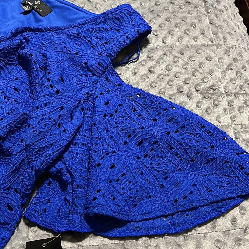 RONNI NICOLE women's size 16W cold shoulder dress cobalt blue sheath lined flaw - Image 10