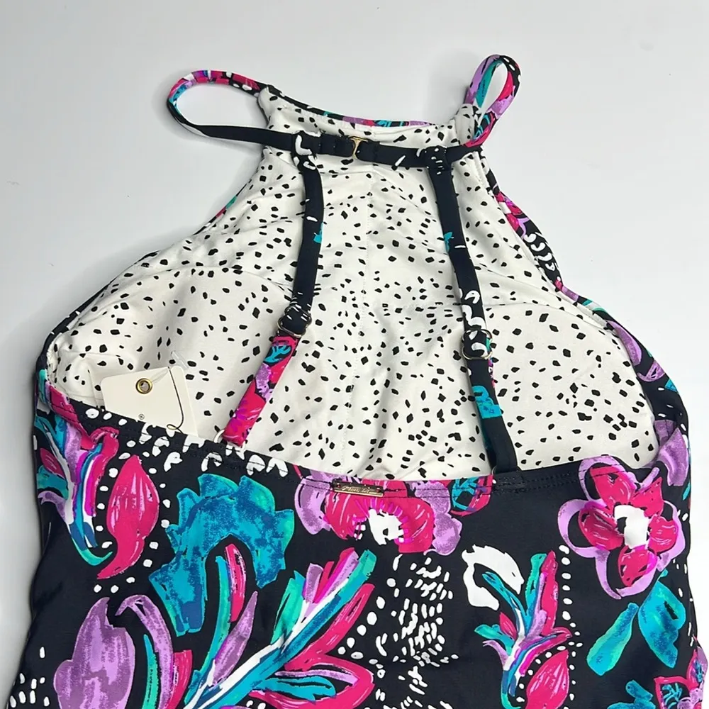 Anne Cole Women's High Neck Tankini Swim Top Strappy Back Detail. Size XS - Image 6